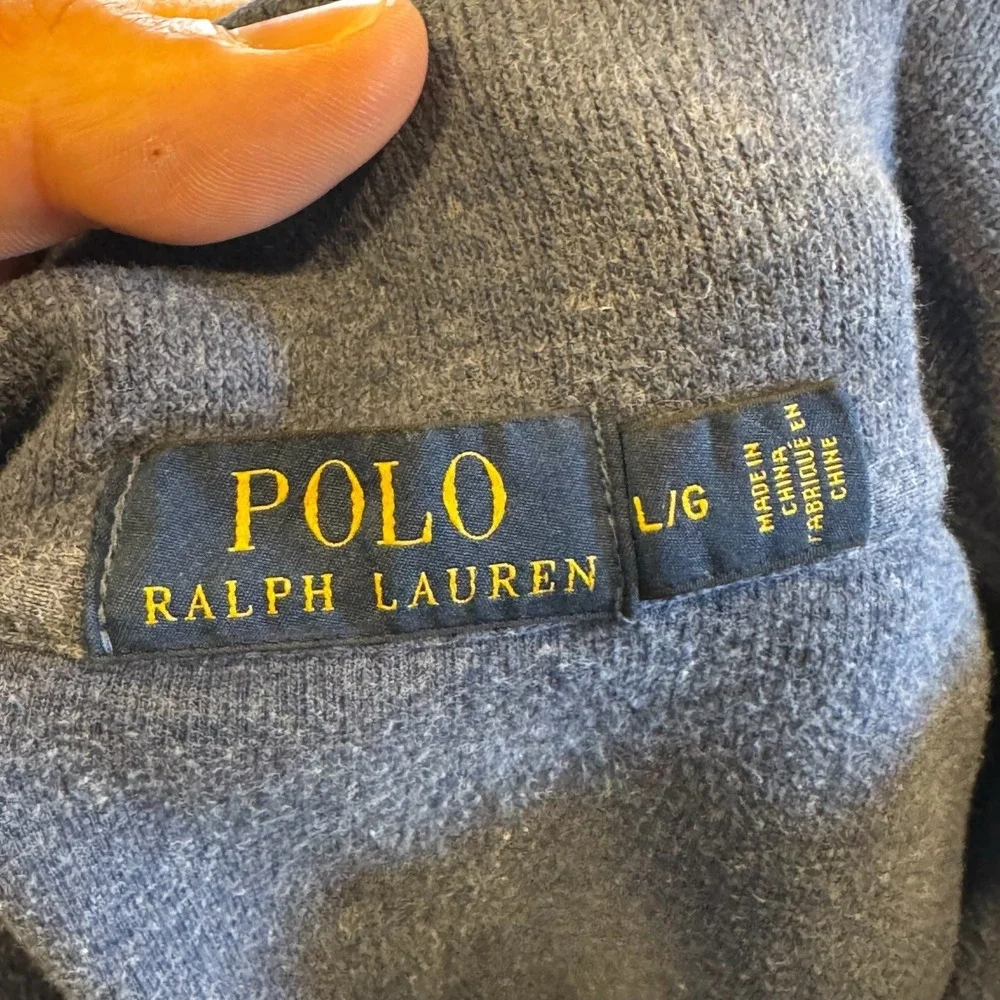 Ralph Lauren Polo Mens Blue‎ Heathered Quarter Zip Pullover Sweater L G
